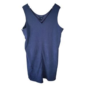 Denim Co Jumper Midi Dress Womens Plus 1X Navy Sleeveless‎ Buttons Soft